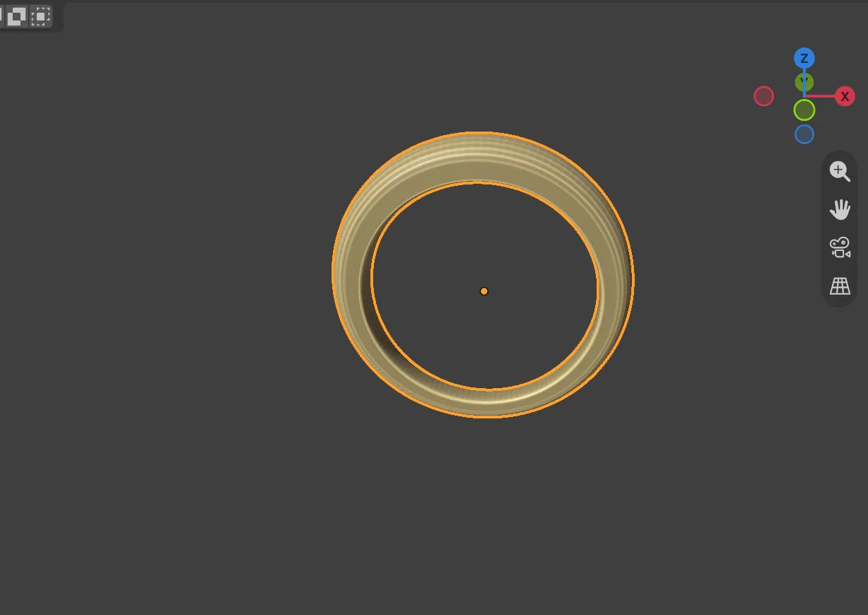 The built band seen from the front and a little above, thicker at the top