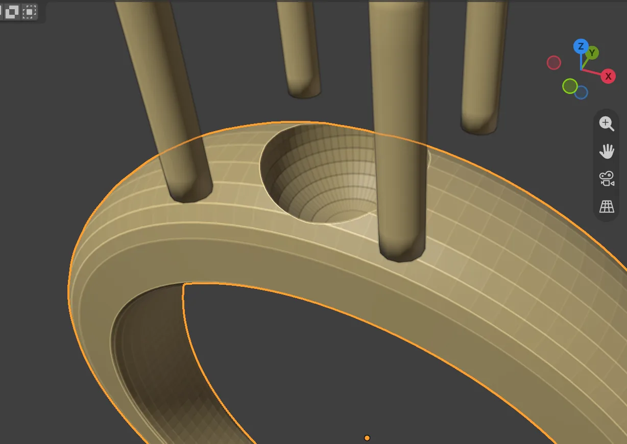 The seat cut into the top of the band, a round pocket under the claws, with the stone and the cutter hidden
