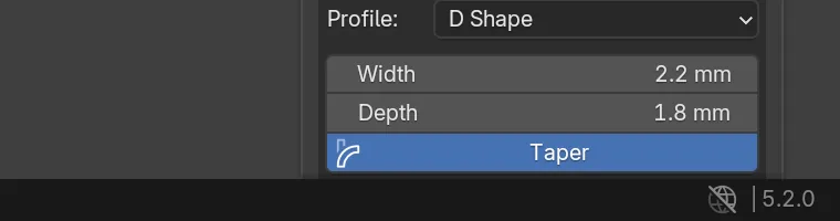 The bottom right corner of the Blender window, with the status bar showing the version number 5.2.0