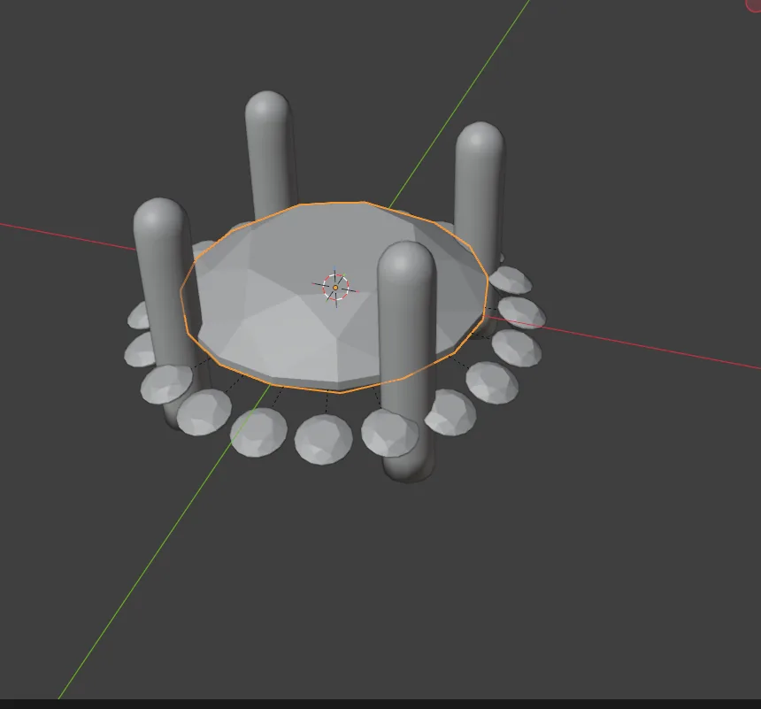 A round centre stone on four claws with a ring of small stones tilted outward round it