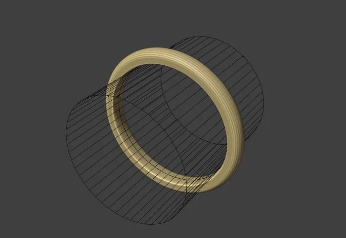 A ring band in the 3D view with the wire rail and the wire finger cylinder standing round it