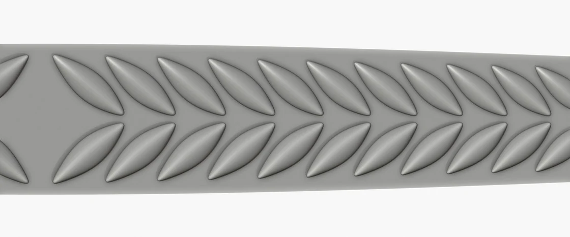 A flat strip of wheat pattern, leaves in two rows, drawn on the guide