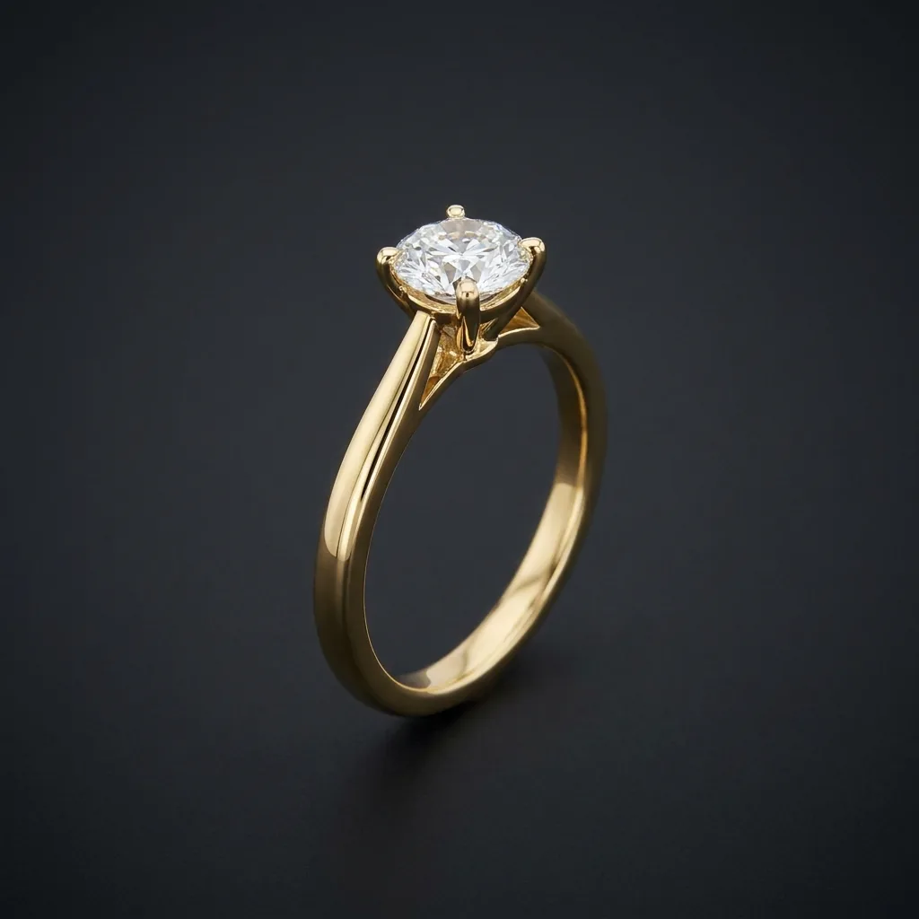 Finished 18ct gold solitaire ring